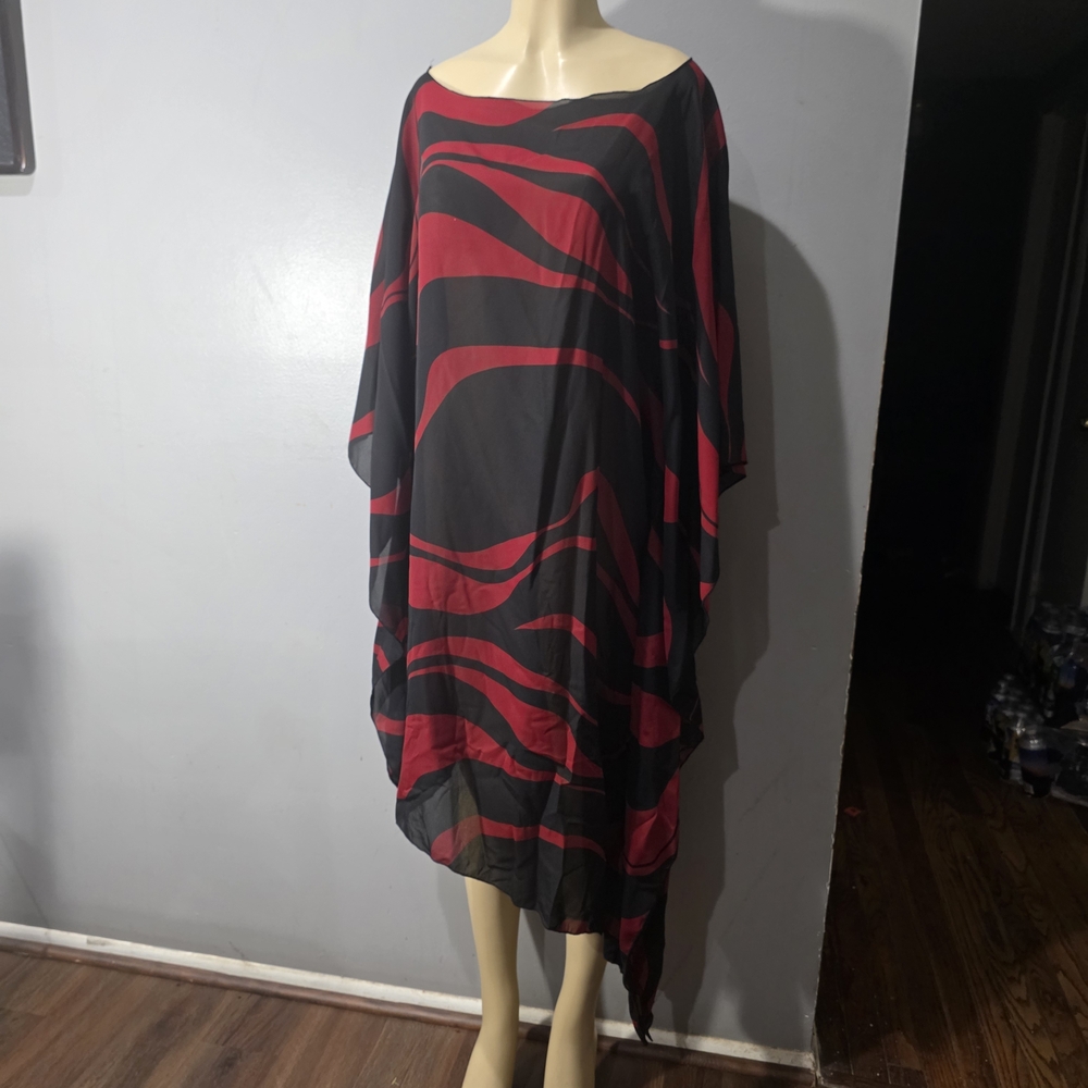 Ashley Stewart Red and Black Striped Dress